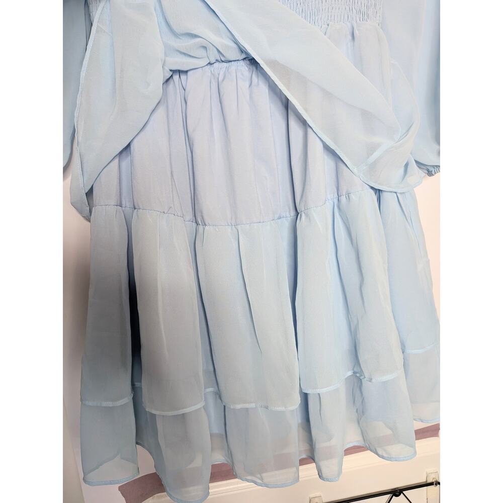 BYINNS squareneck sheer long sleeve ruffle tiered princess dress XL - Picture 9 of 12